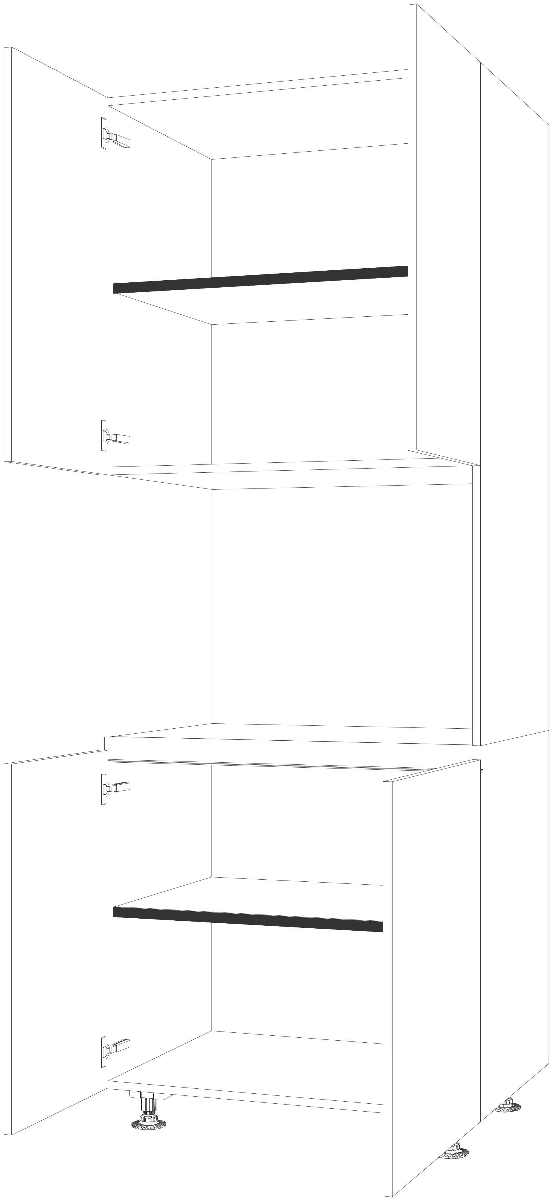Dibujo técnico — Mueble Columna Gola 216 Horno 4 Puertas