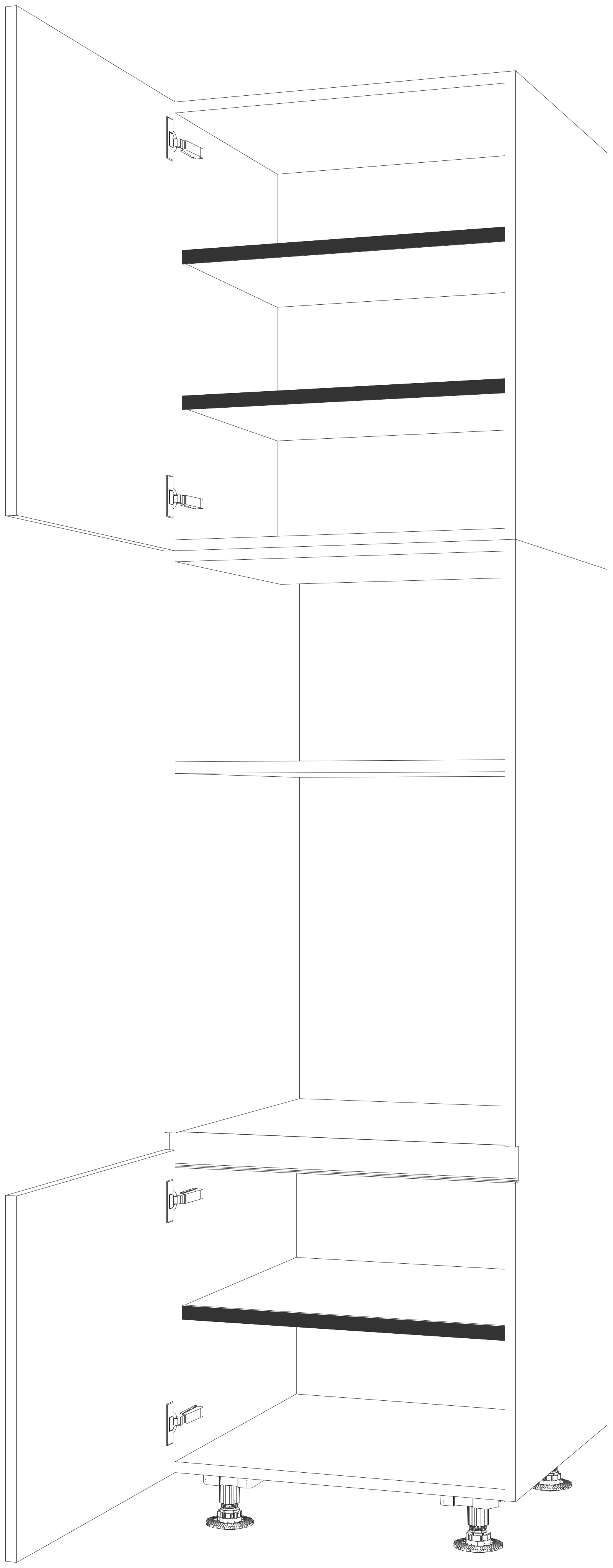Dibujo técnico — Mueble Columna Gola 216 Horno Micro 2 Puertas