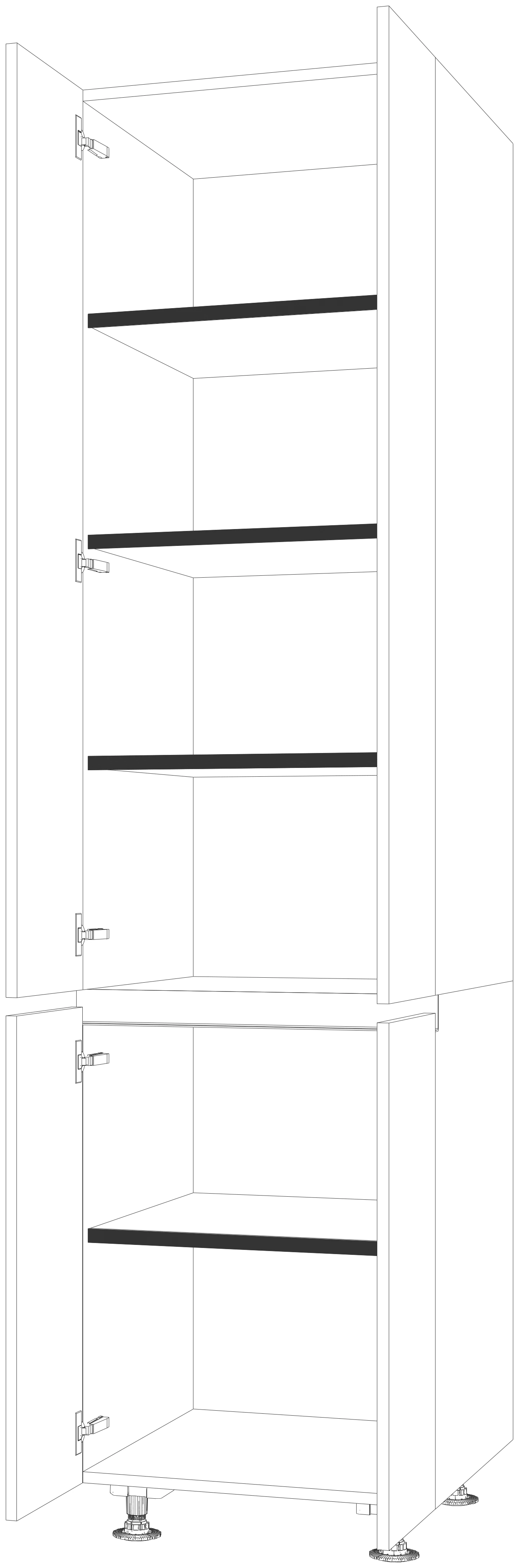 Dibujo técnico — Mueble Columna Gola 220 Despensa 4 Puertas