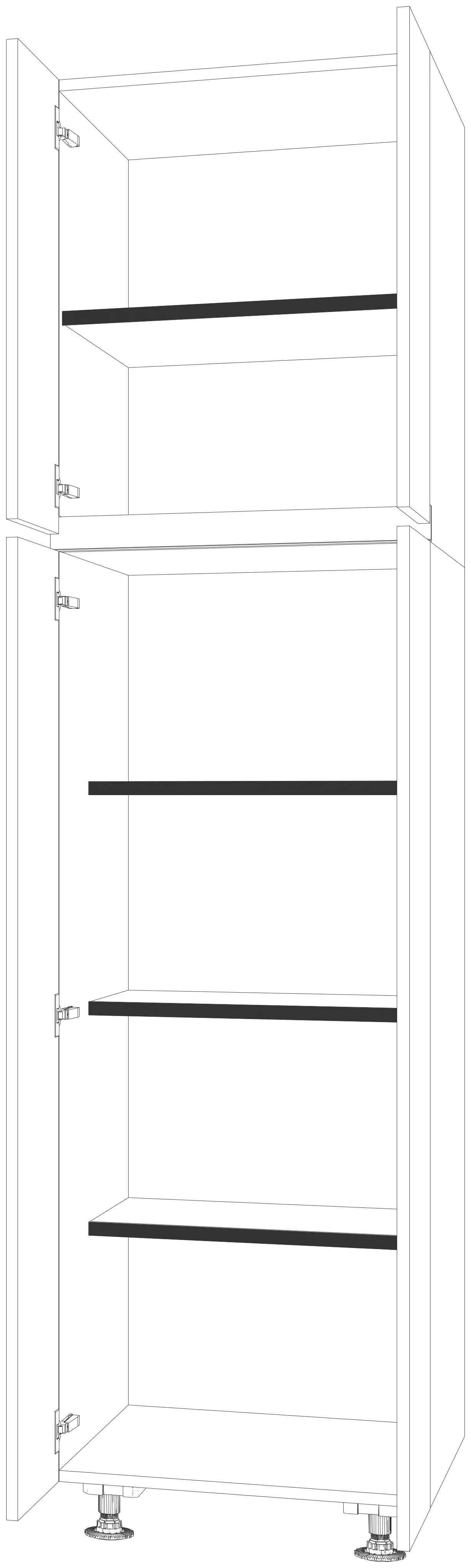 Dibujo técnico — Mueble Columna Gola 220 Escobero 4 Puertas