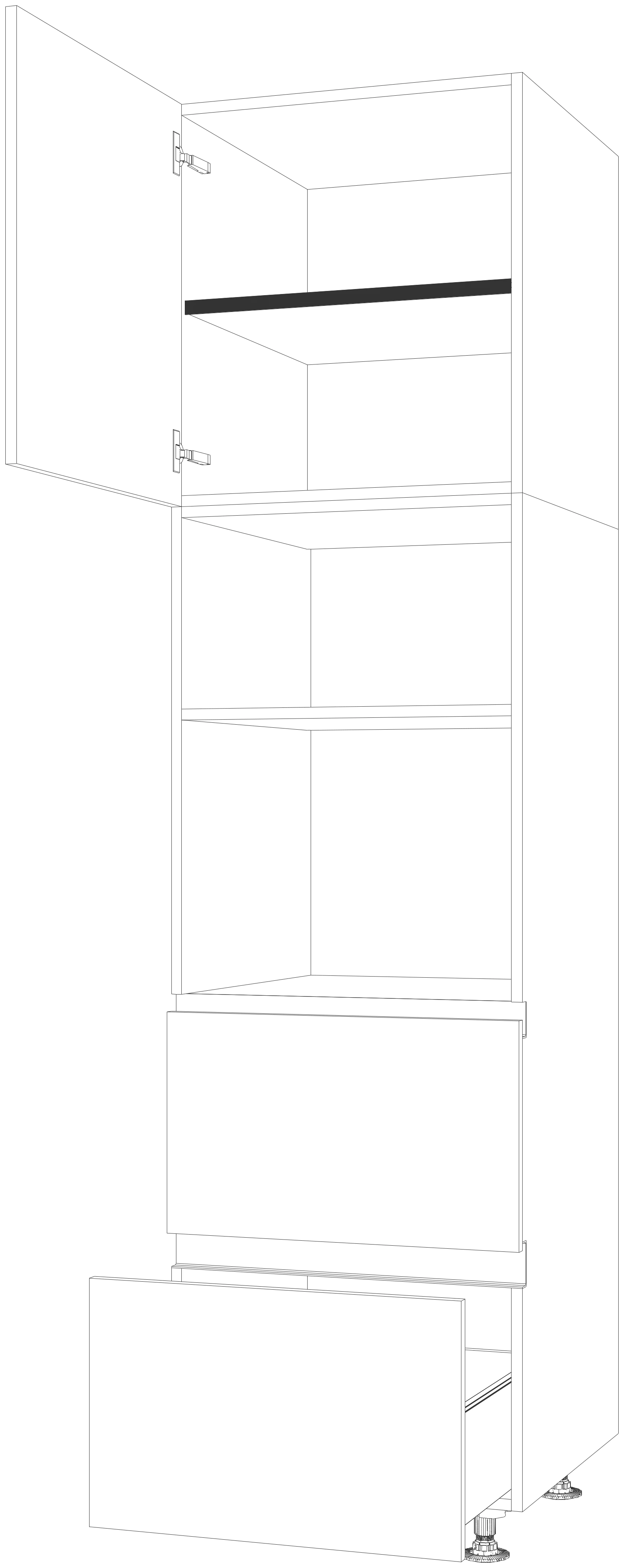 Dibujo técnico — Mueble Columna Gola 220 Horno Compacto Micro 2 Caceroleros 1 Puerta