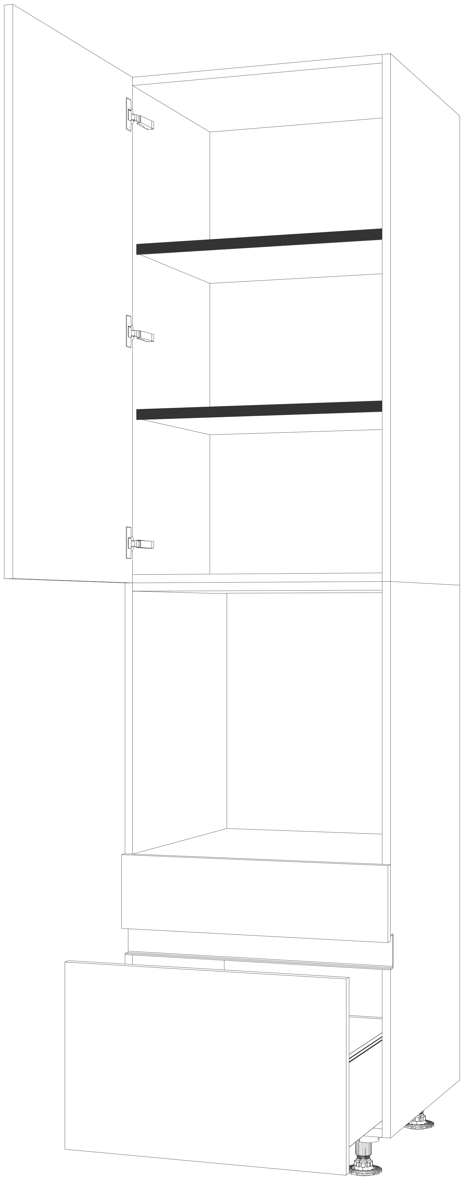 Dibujo técnico — Mueble Columna Gola 226 Horno 1 Cajon 1 Cacerolero 1 Puerta