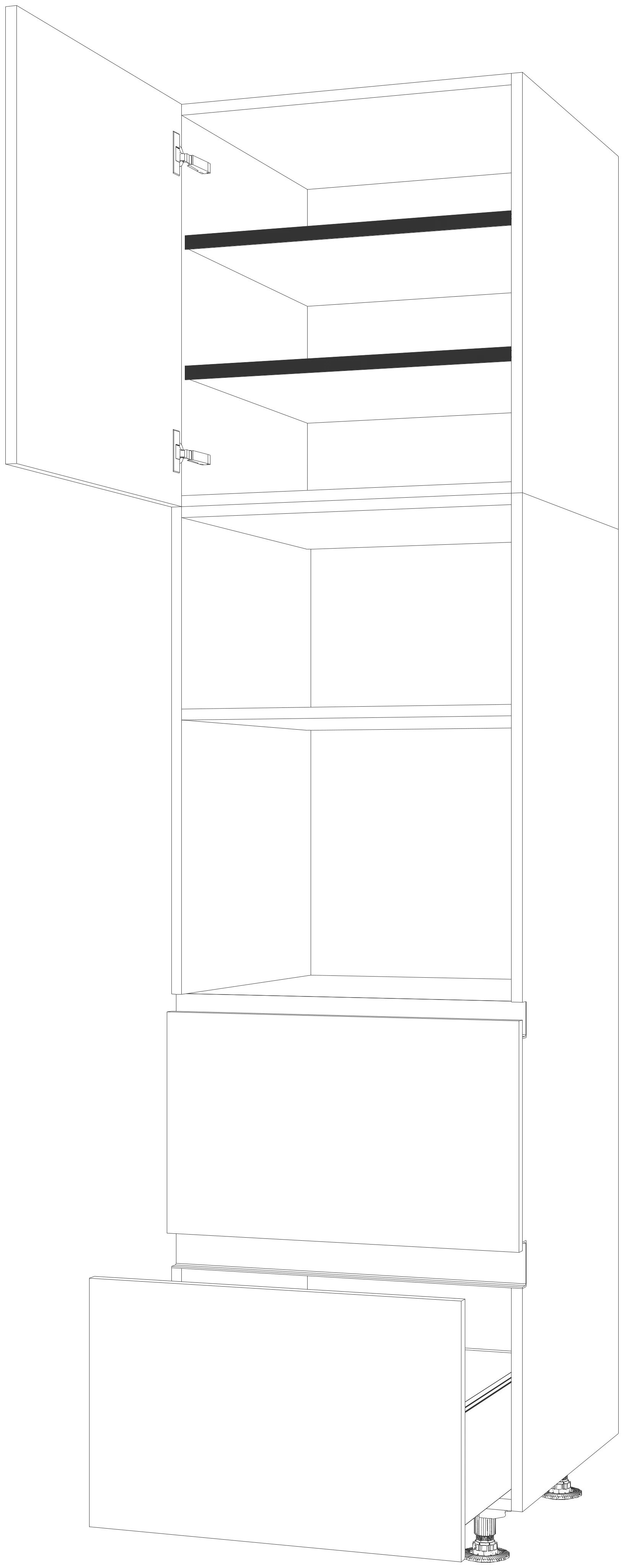 Dibujo técnico — Mueble Columna Gola 230 Horno Compacto Micro 2 Caceroleros 1 Puerta