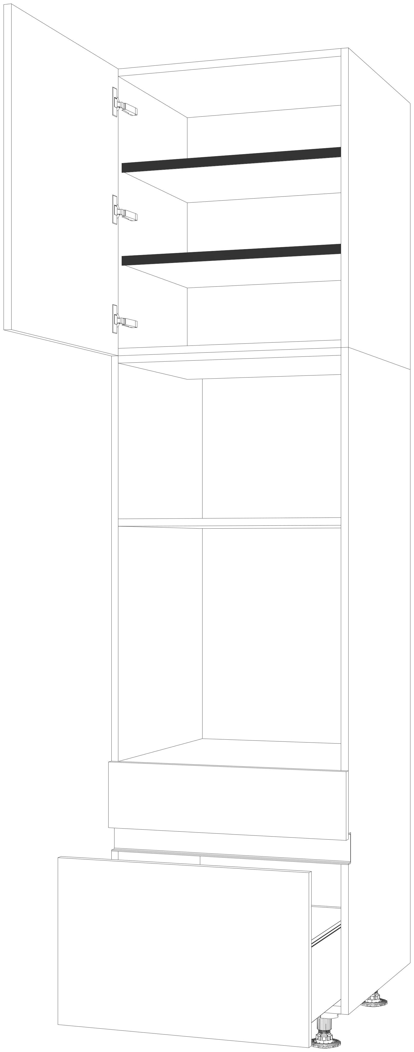 Dibujo técnico — Mueble Columna Gola 234 Horno Micro 1 Cajon 1 Cacerolero 1 Puerta