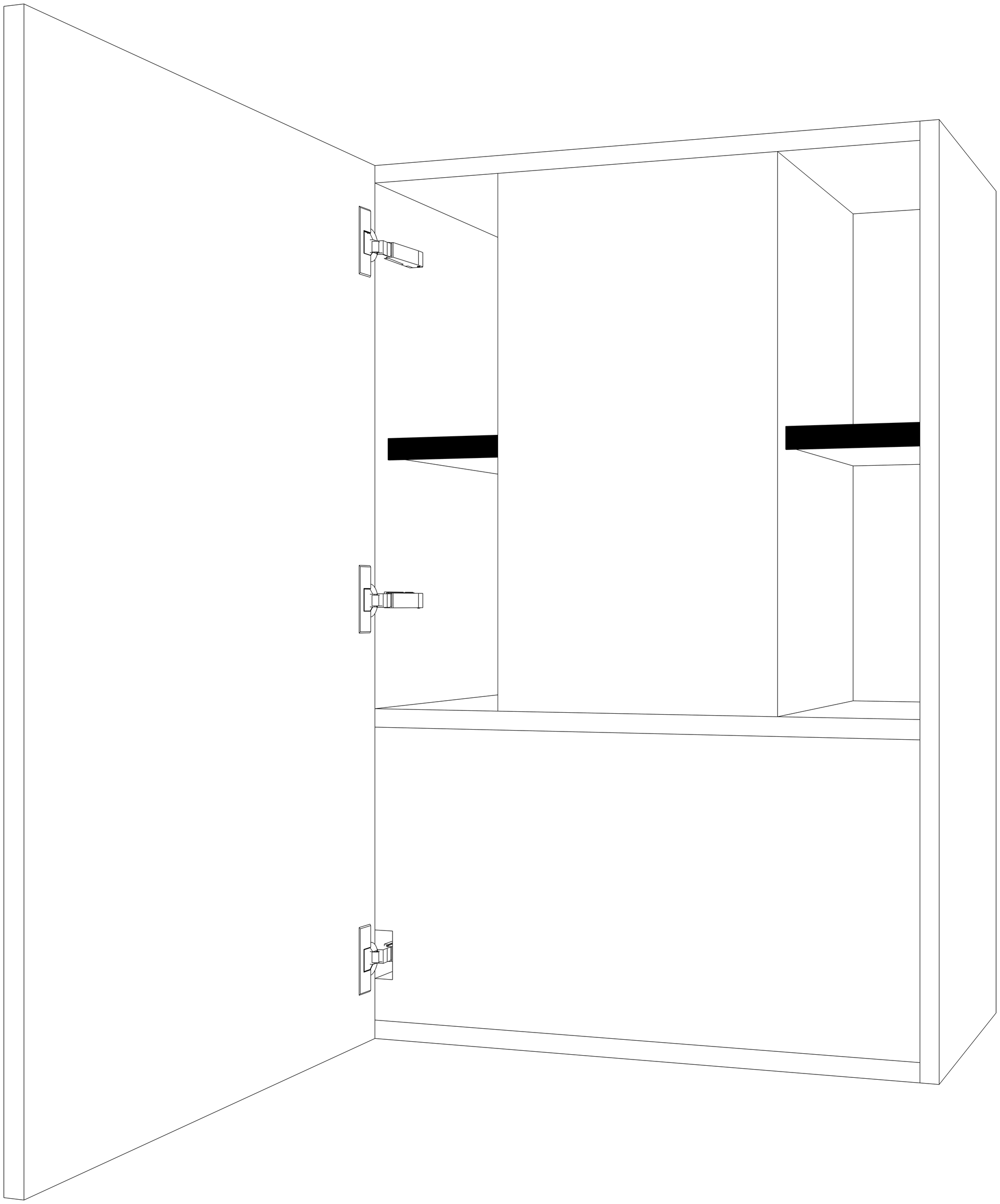Dibujo técnico — Mueble Alto 90 para Grupo Filtrante 1 Puerta