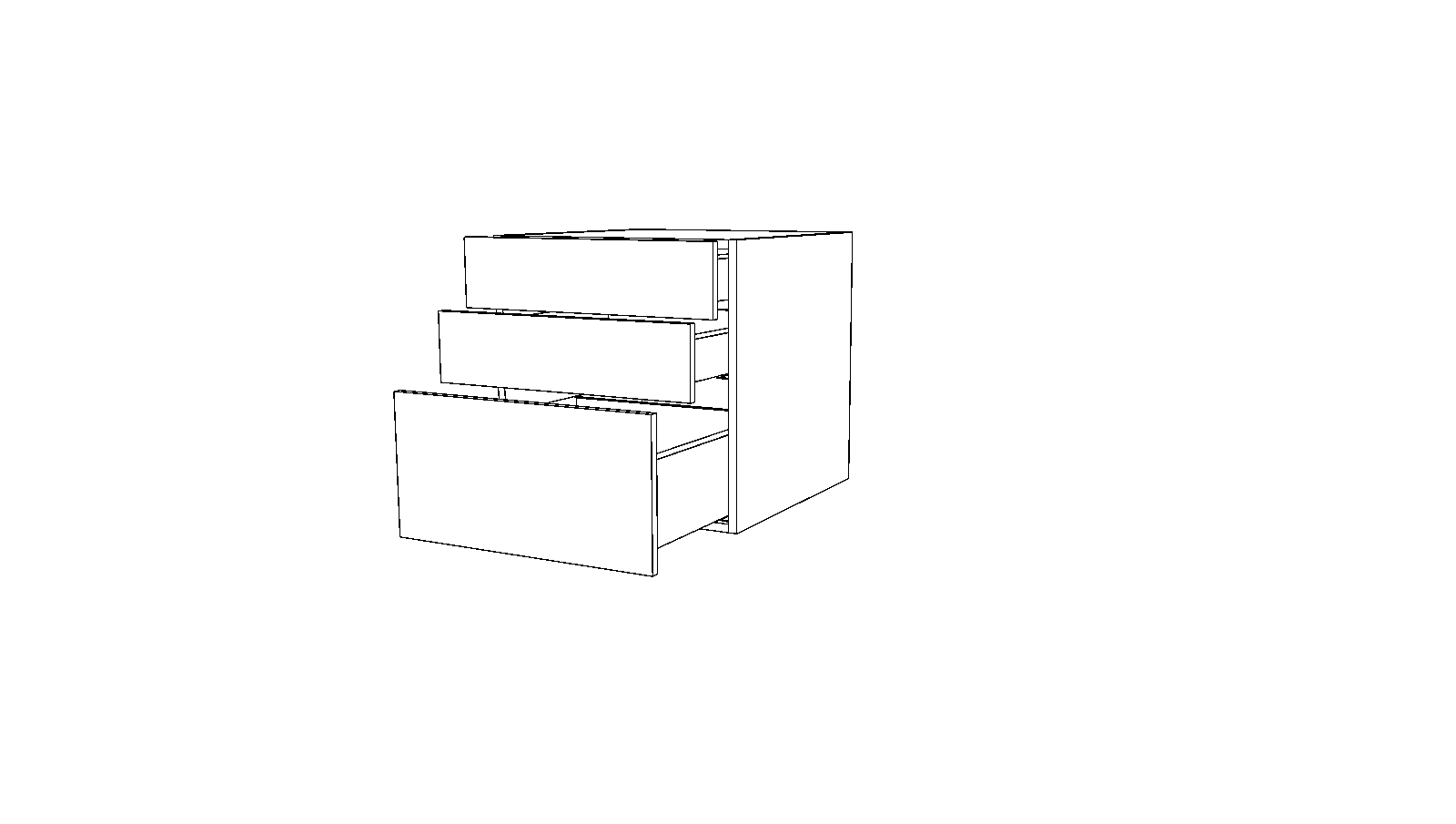 Dibujo técnico — Mueble Bajo 64 Suspendido 2 Cajones 1 Cacerolero