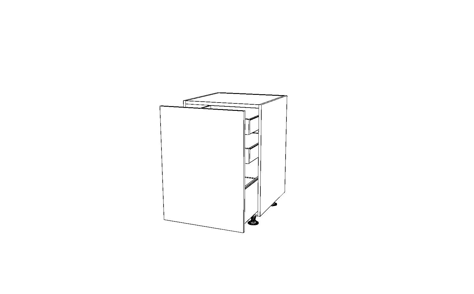 Dibujo técnico — Mueble Bajo 80 Puerta Cacerolero Extraible 2 Cajones Interiores