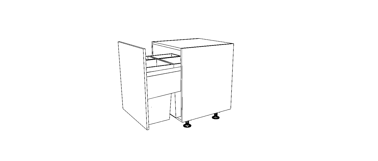 Dibujo técnico — Mueble Bajo 80 Puerta Cubo Basura Extraible