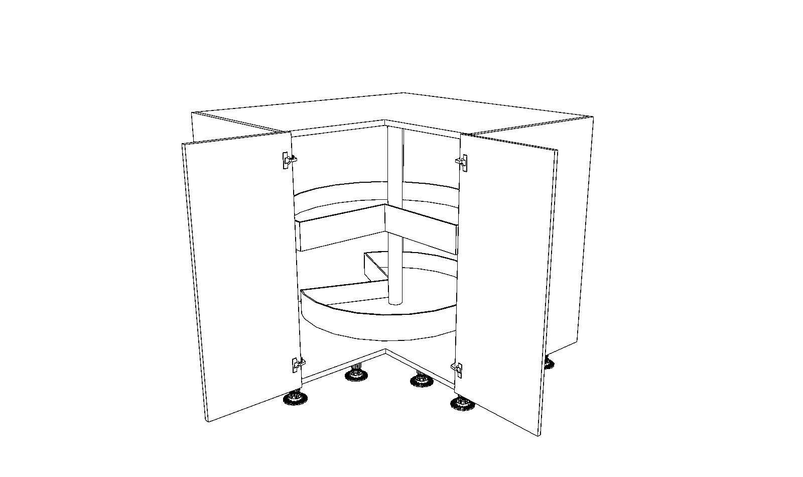 Dibujo técnico — Mueble Bajo 80 Rincon Escuadra Torno Giratorio Antideslizante
