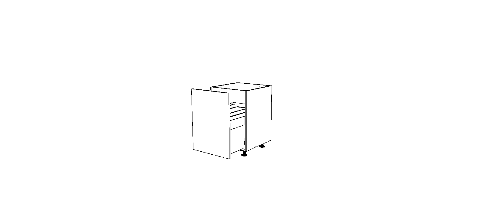 Dibujo técnico — Mueble Bajo 84 Fregadero 1 Puerta Cubo Basura Extraible P70