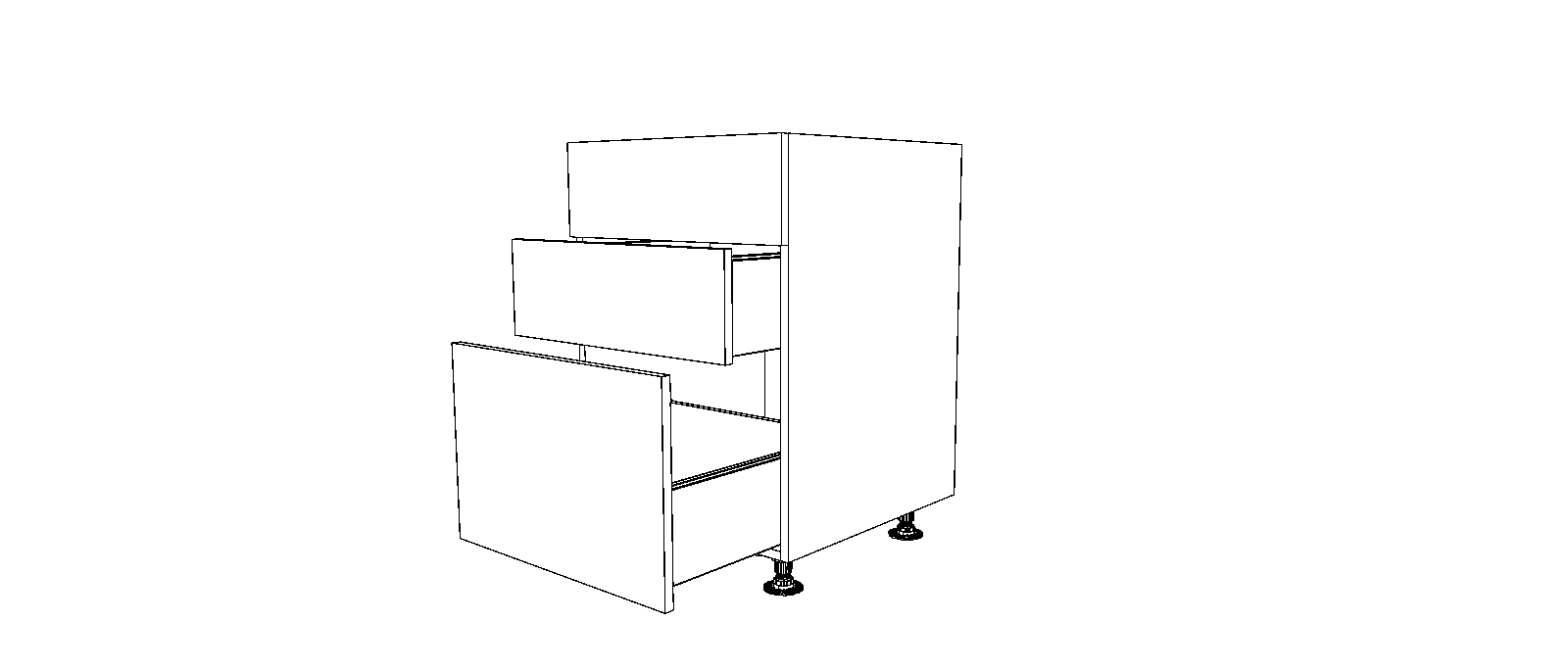 Dibujo técnico — Mueble Bajo 84 Placa 2 Cajones 1 Cacerolero