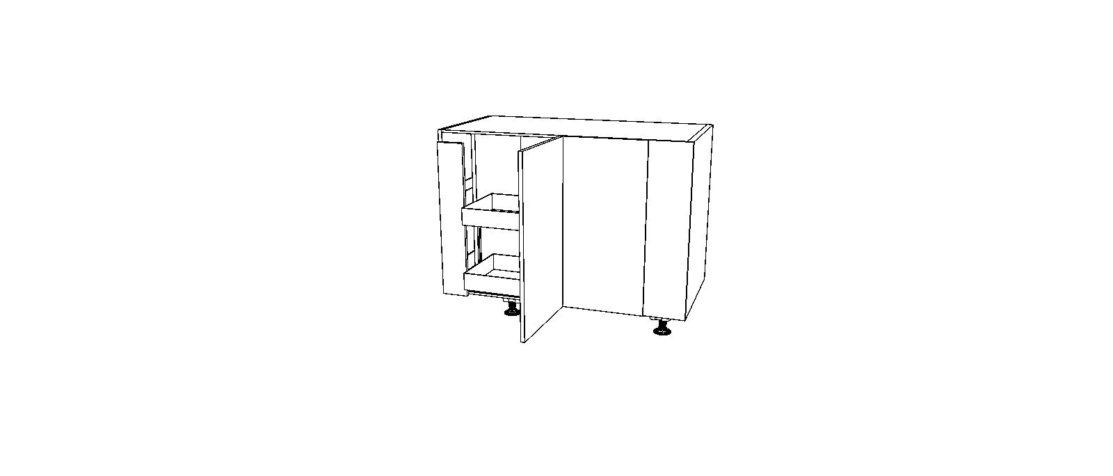 Dibujo técnico — Mueble Bajo 84 Rincon Ciego Extraible Lamina Botellero Lamina 1 Puerta