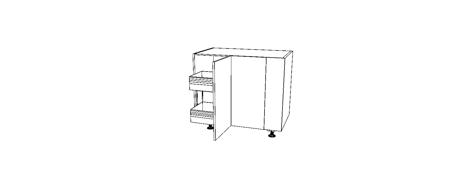 Dibujo técnico — Mueble Bajo 84 Rincon Ciego Extraible Urban 1 Puerta