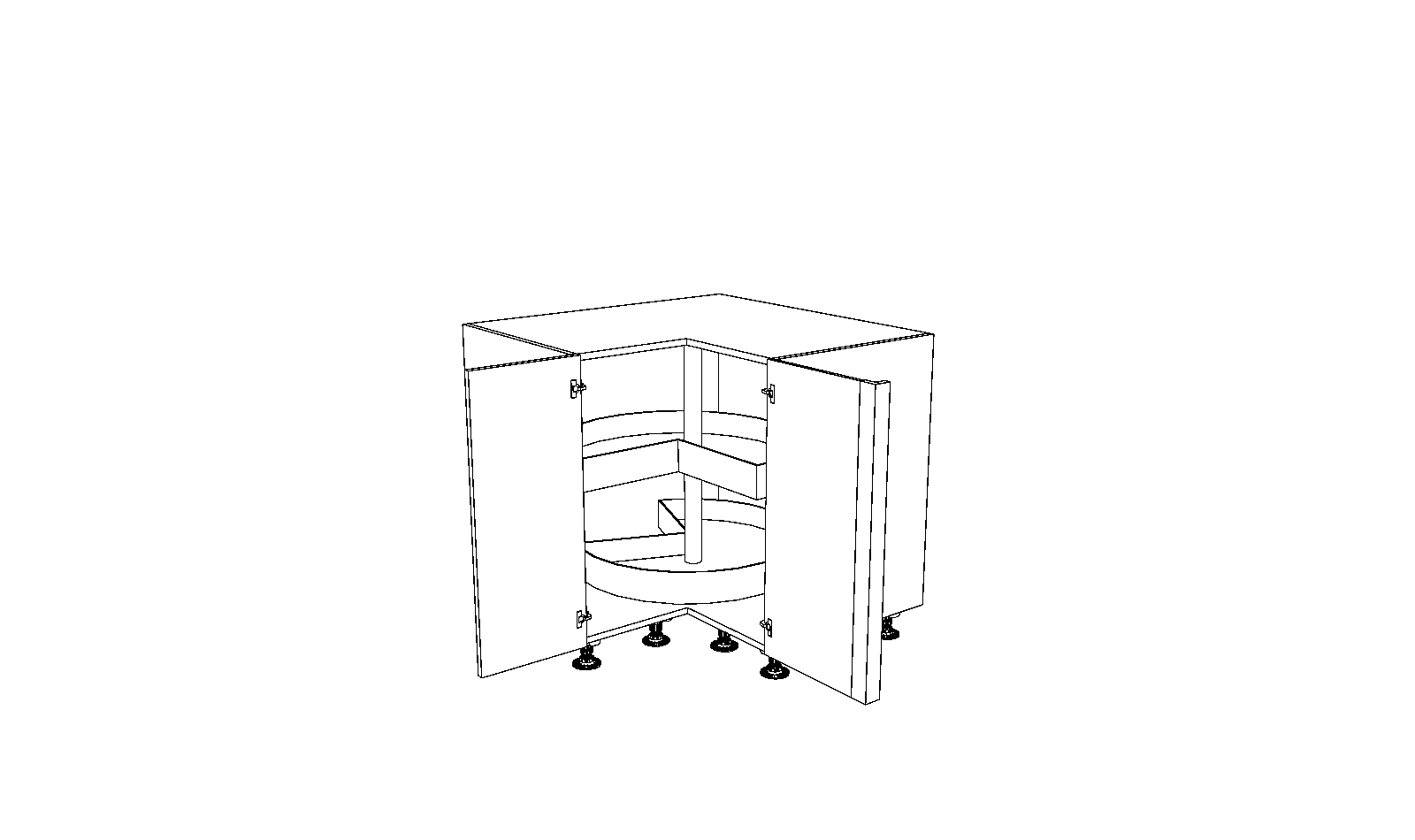 Dibujo técnico — Mueble Bajo 84 Rincon Escuadra Con Regleta Torno Giratorio Antideslizante
