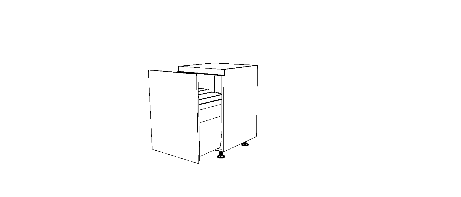 Dibujo técnico — Mueble Bajo Gola 80 Puerta Cubo Basura Extraible