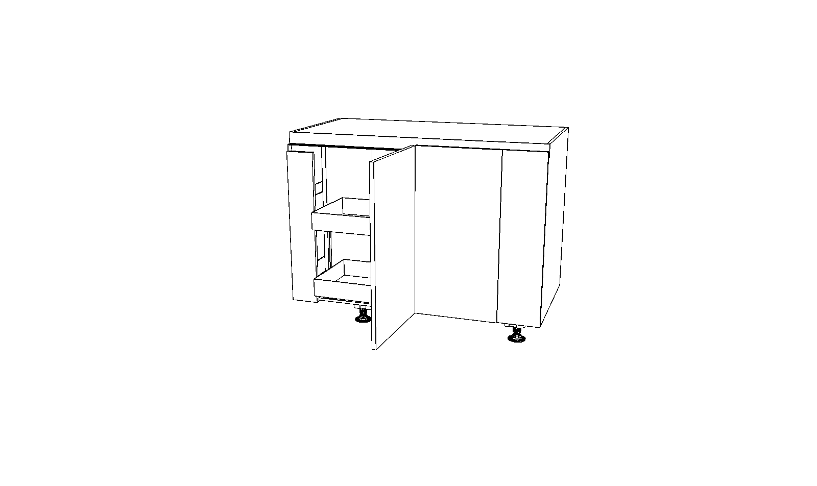 Dibujo técnico — Mueble Bajo Gola 80 Rincon Ciego Extraible Lamina Botellero Lamina 1 Puerta