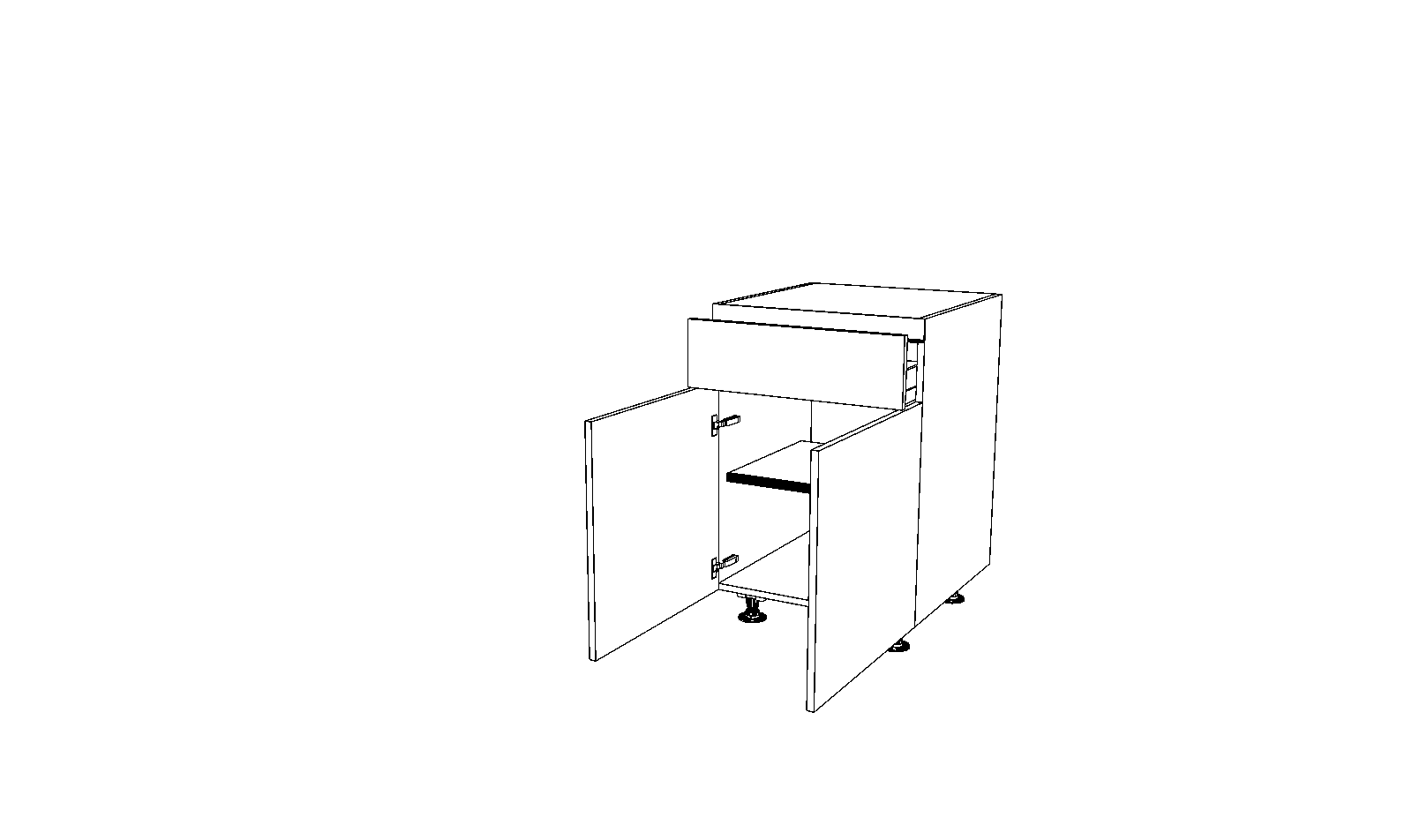 Dibujo técnico — Mueble Bajo Gola 84 1 Cajon 2 Puertas