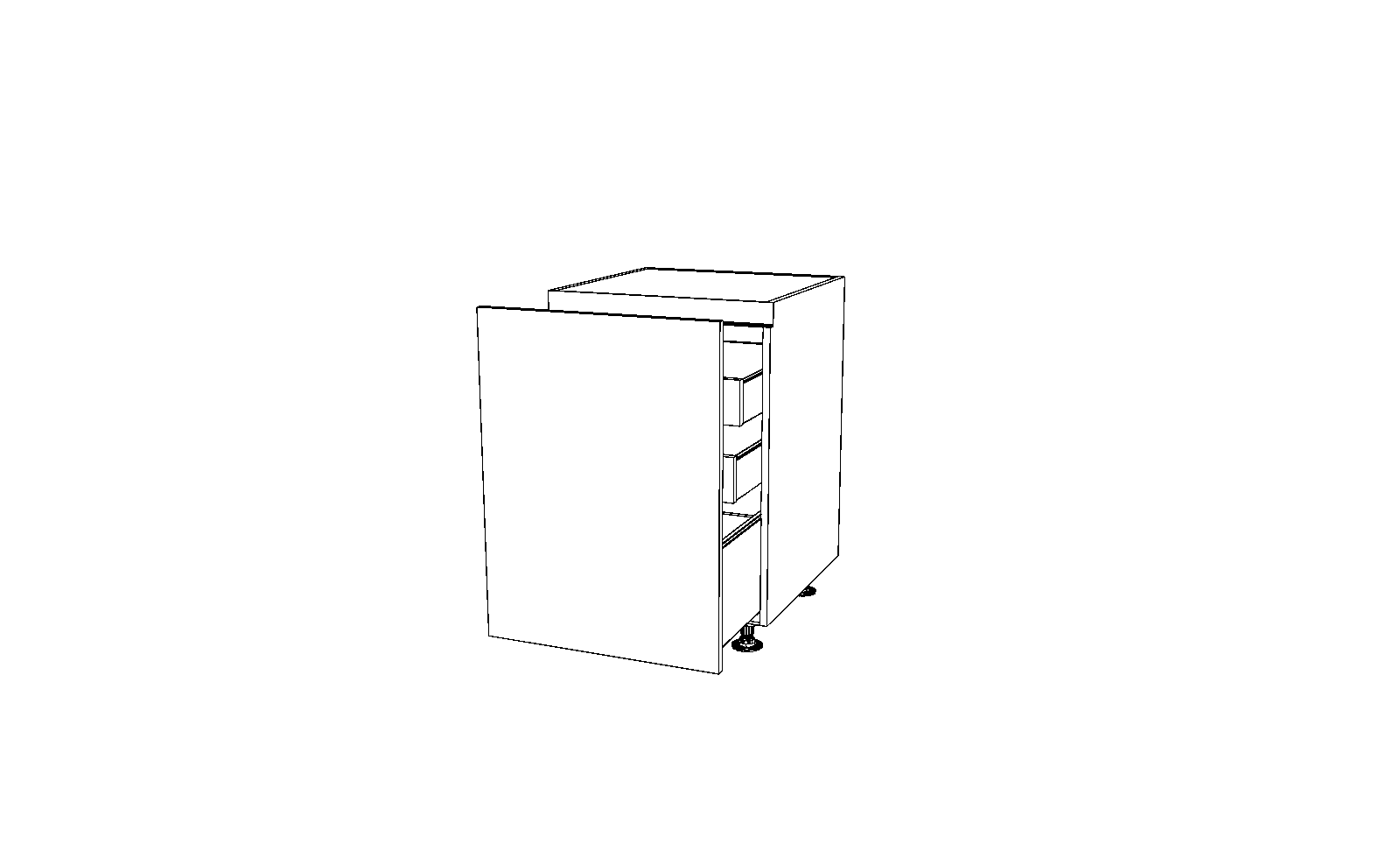 Dibujo técnico — Mueble Bajo Gola 84 Puerta Cacerolero Extraible 2 Cajones Interiores