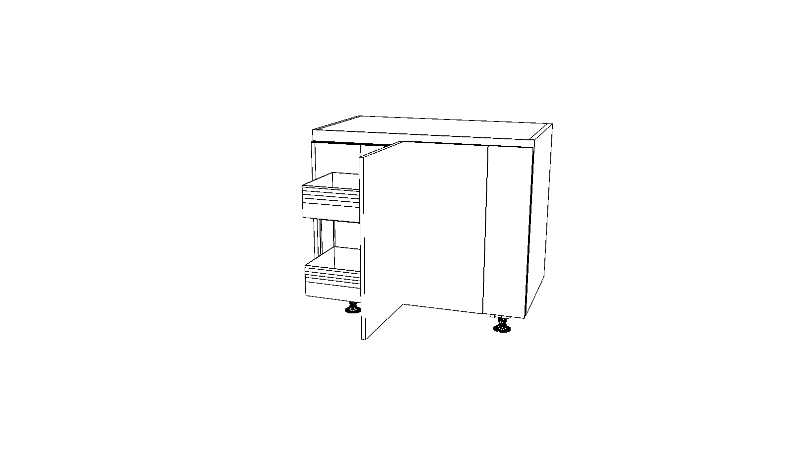 Dibujo técnico — Mueble Bajo Gola 84 Rincon Ciego Extraible Urban 1 Puerta