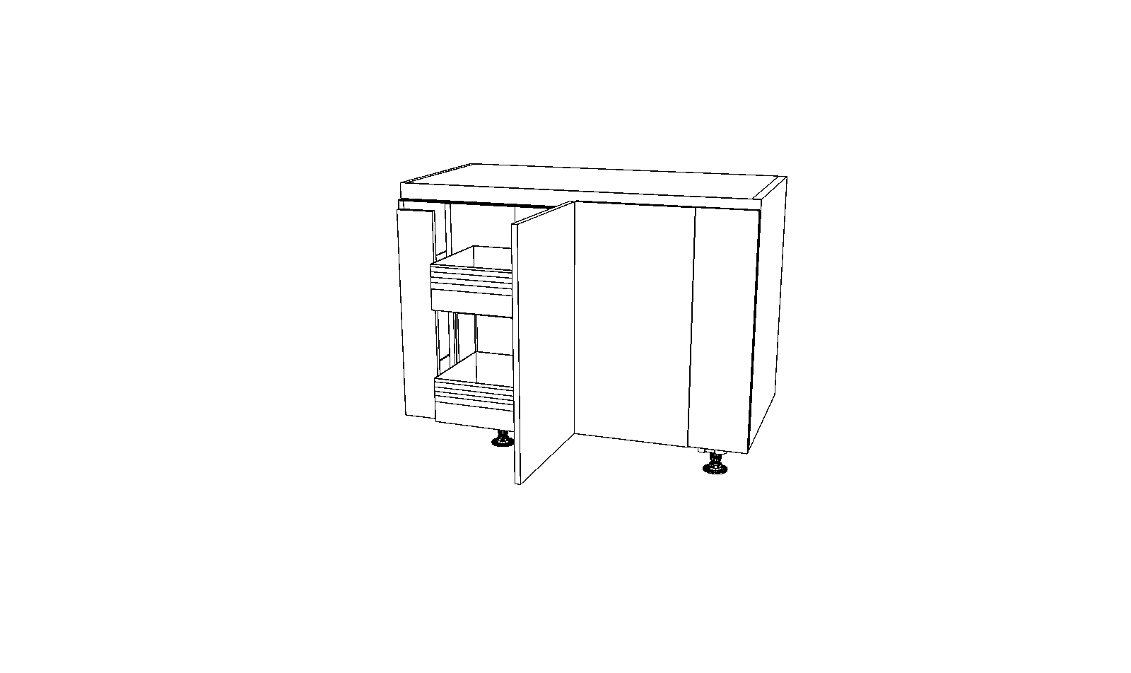 Dibujo técnico — Mueble Bajo Gola 84 Rincon Ciego Extraible Urban Botellero Urban 1 Puerta