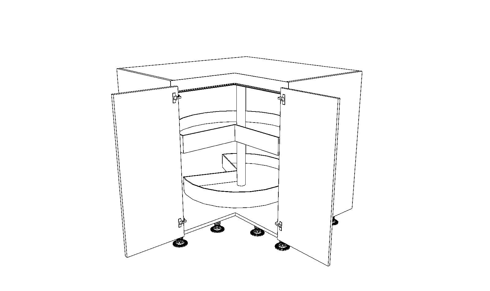 Dibujo técnico — Mueble Bajo Gola 84 Rincon Escuadra Torno Giratorio Antideslizante