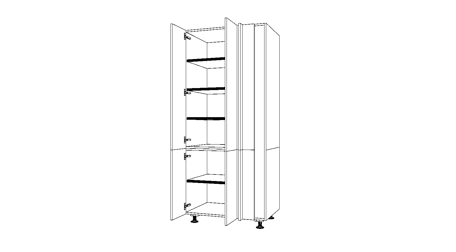 Dibujo técnico — Mueble Columna 196 Despensa Rincon Ciego 4 Puertas