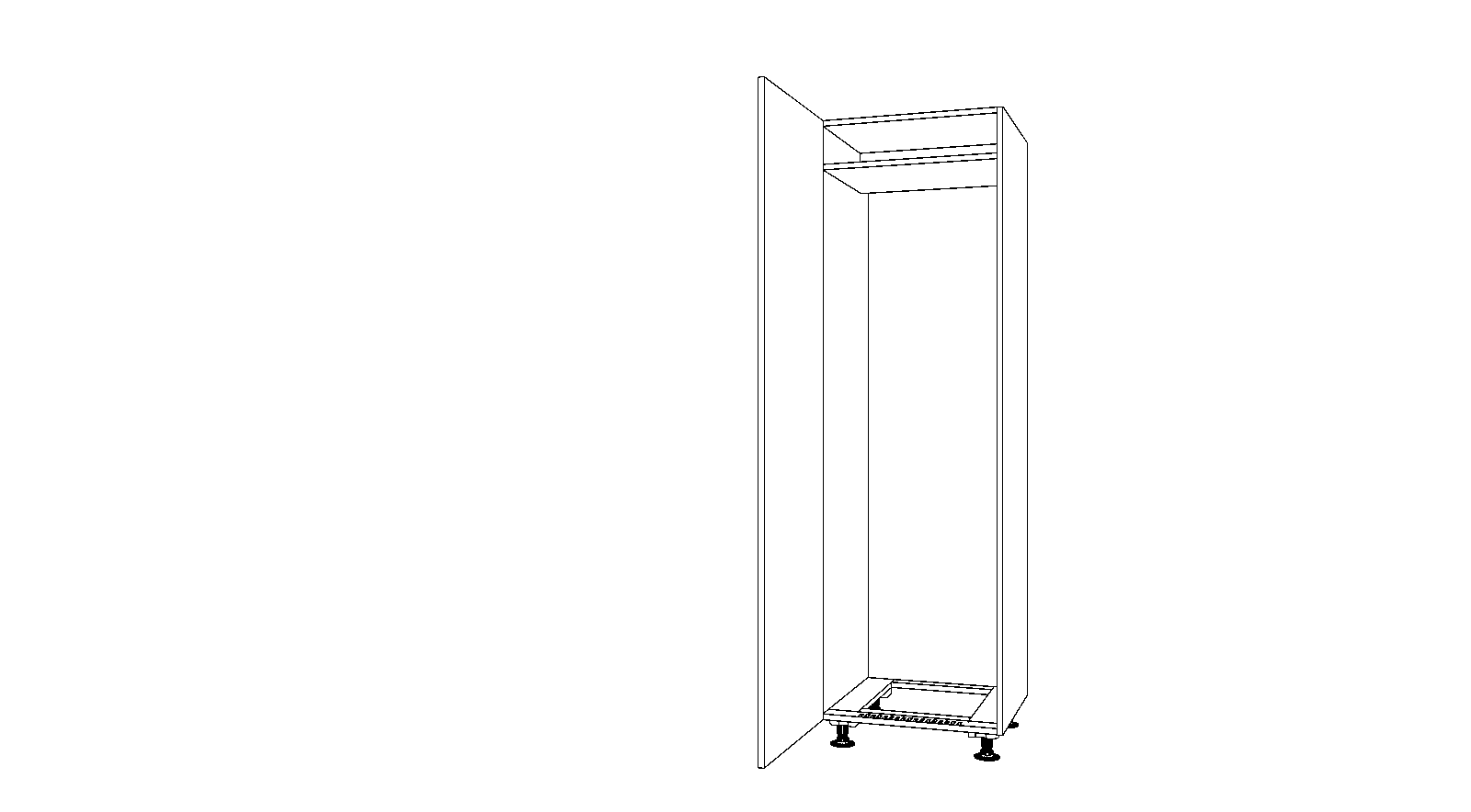 Dibujo técnico — Mueble Columna 196 Frigo Integral 1 Puerta