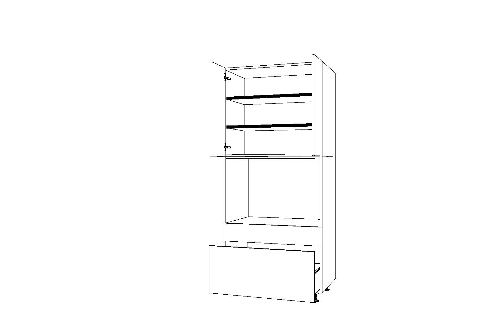 Dibujo técnico — Mueble Columna 196 Horno 1 Cajon 1 Cacerolero 2 Puertas