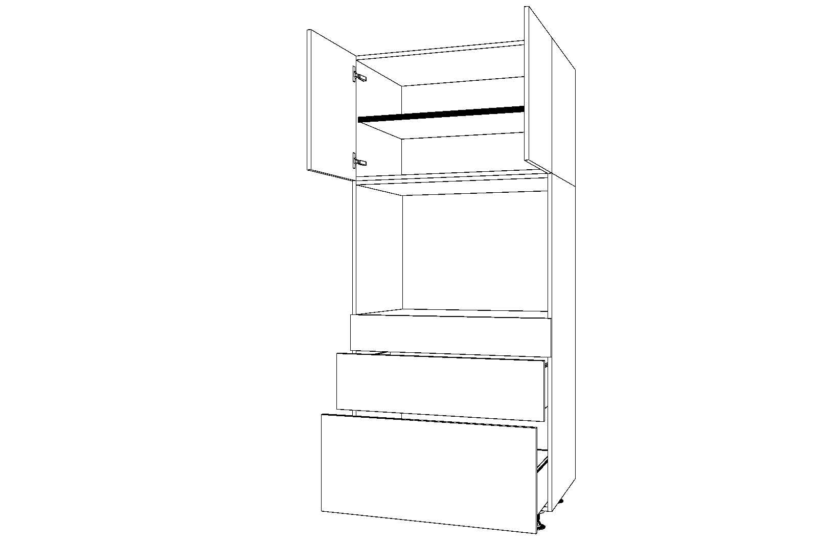Dibujo técnico — Mueble Columna 196 Horno 1 Cajon 2 Caceroleros 2 Puertas