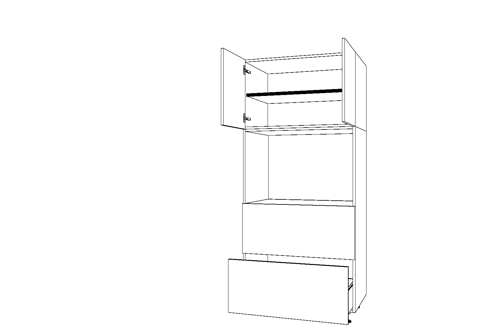 Dibujo técnico — Mueble Columna 196 Horno 2 Caceroleros 2 Puertas