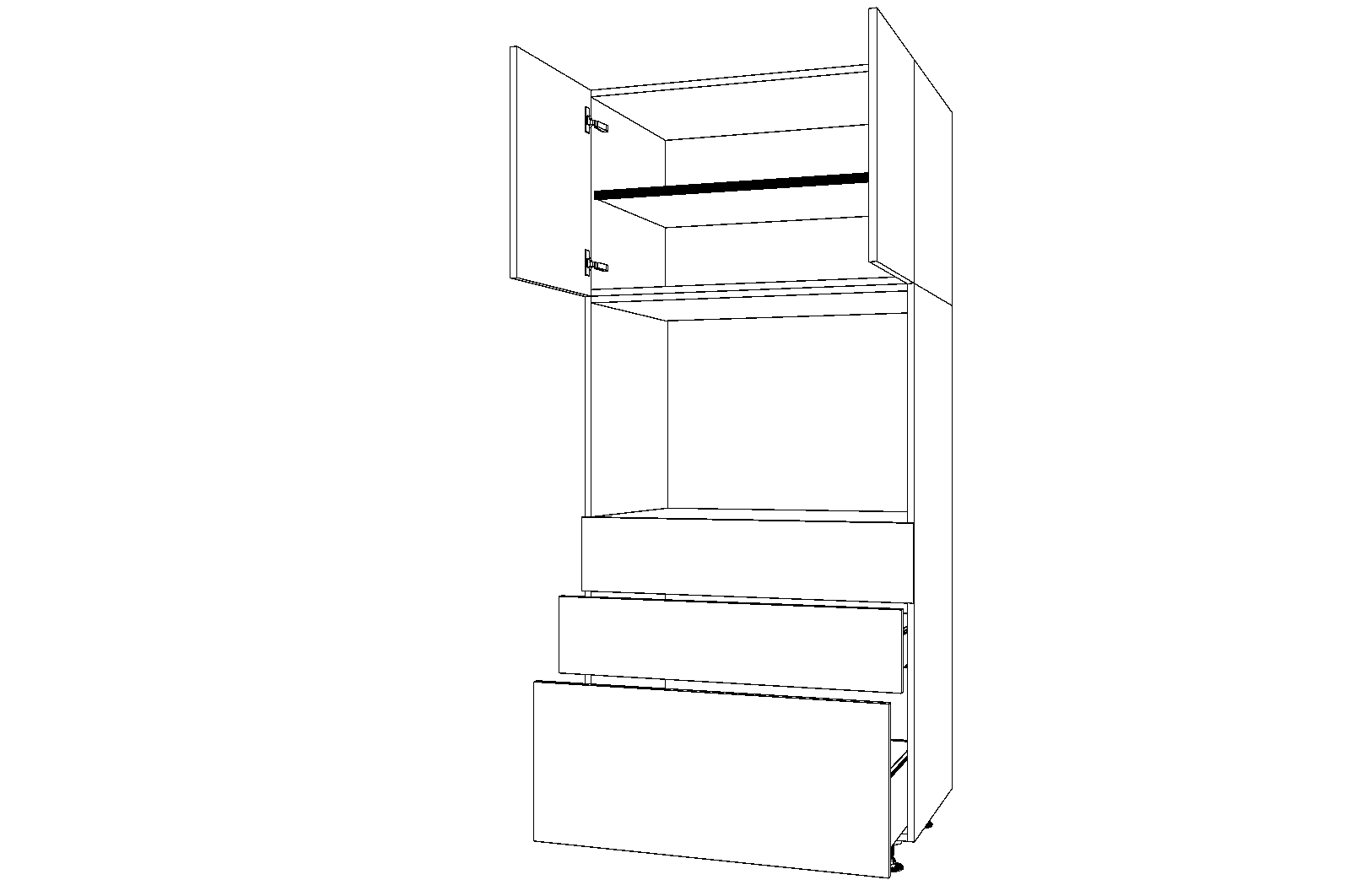 Dibujo técnico — Mueble Columna 196 Horno 2 Cajones 1 Cacerolero 2 Puertas