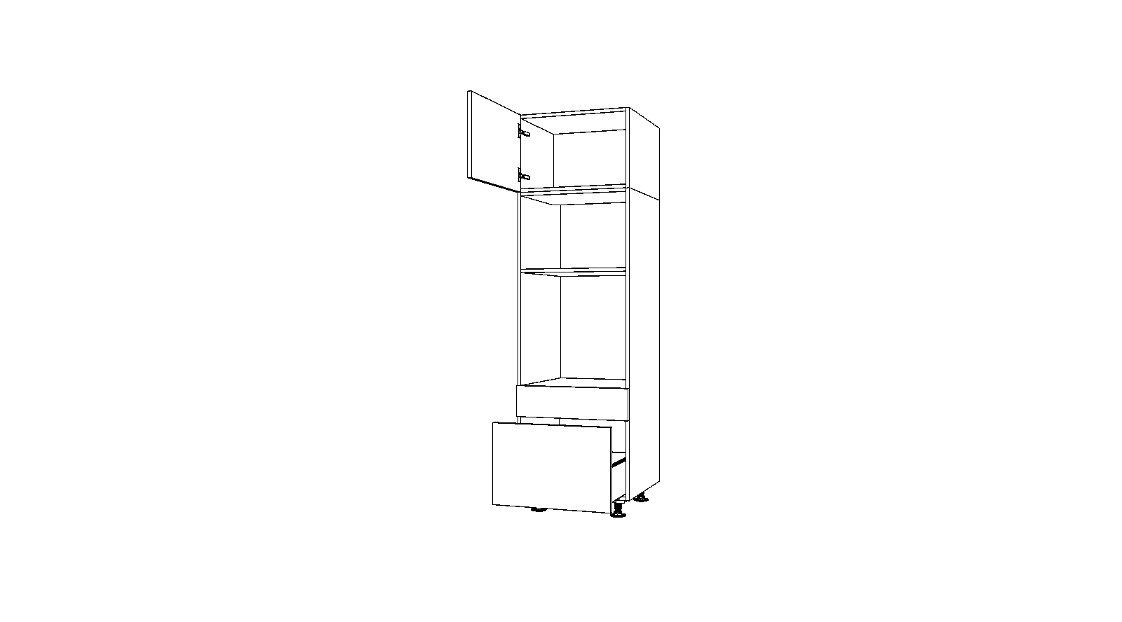 Dibujo técnico — Mueble Columna 196 Horno Micro 1 Cajon 1 Cacerolero 1 Puerta