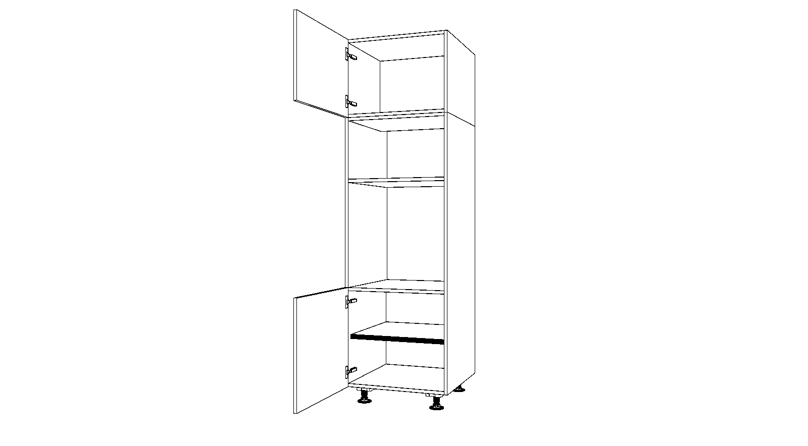 Dibujo técnico — Mueble Columna 196 Horno Micro 2 Puertas