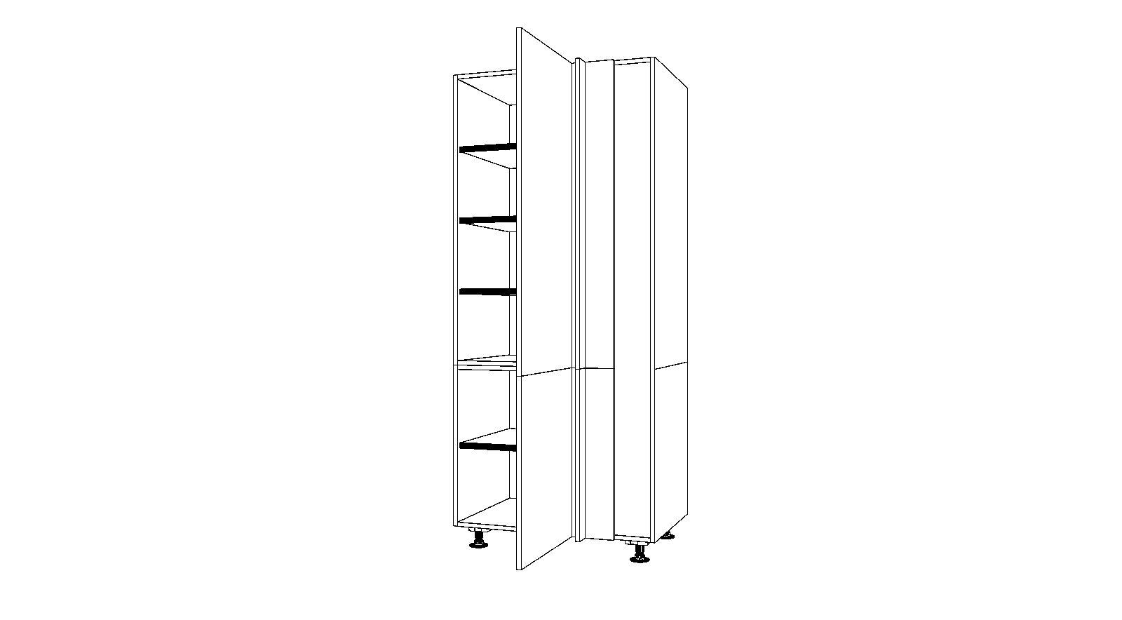 Dibujo técnico — Mueble Columna 206 Despensa Rincon Ciego 2 Puertas