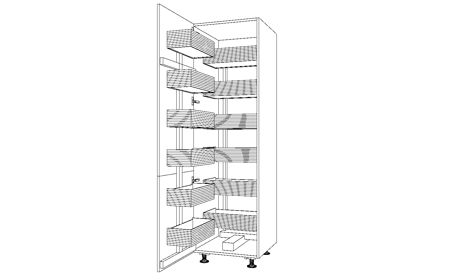 Dibujo técnico — Mueble Columna 206 Extraible Doble Urban 2 Puertas