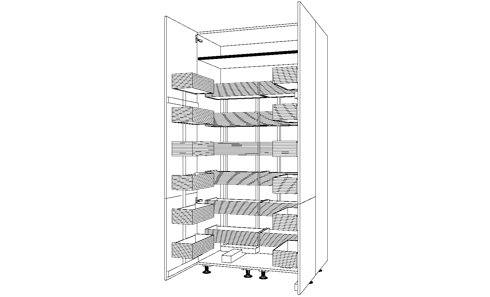 Dibujo técnico — Mueble Columna 220 Extraible Doble Urban 4 Puertas
