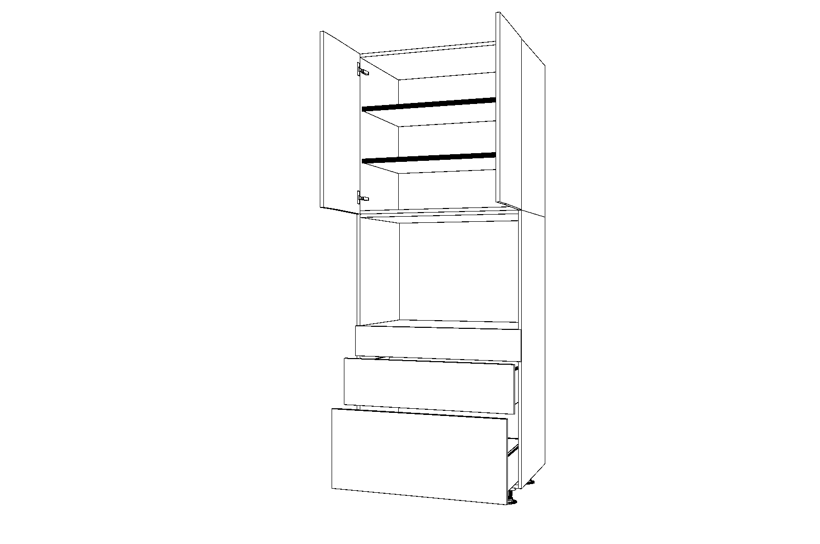 Dibujo técnico — Mueble Columna 220 Horno 1 Cajon 2 Caceroleros 2 Puertas