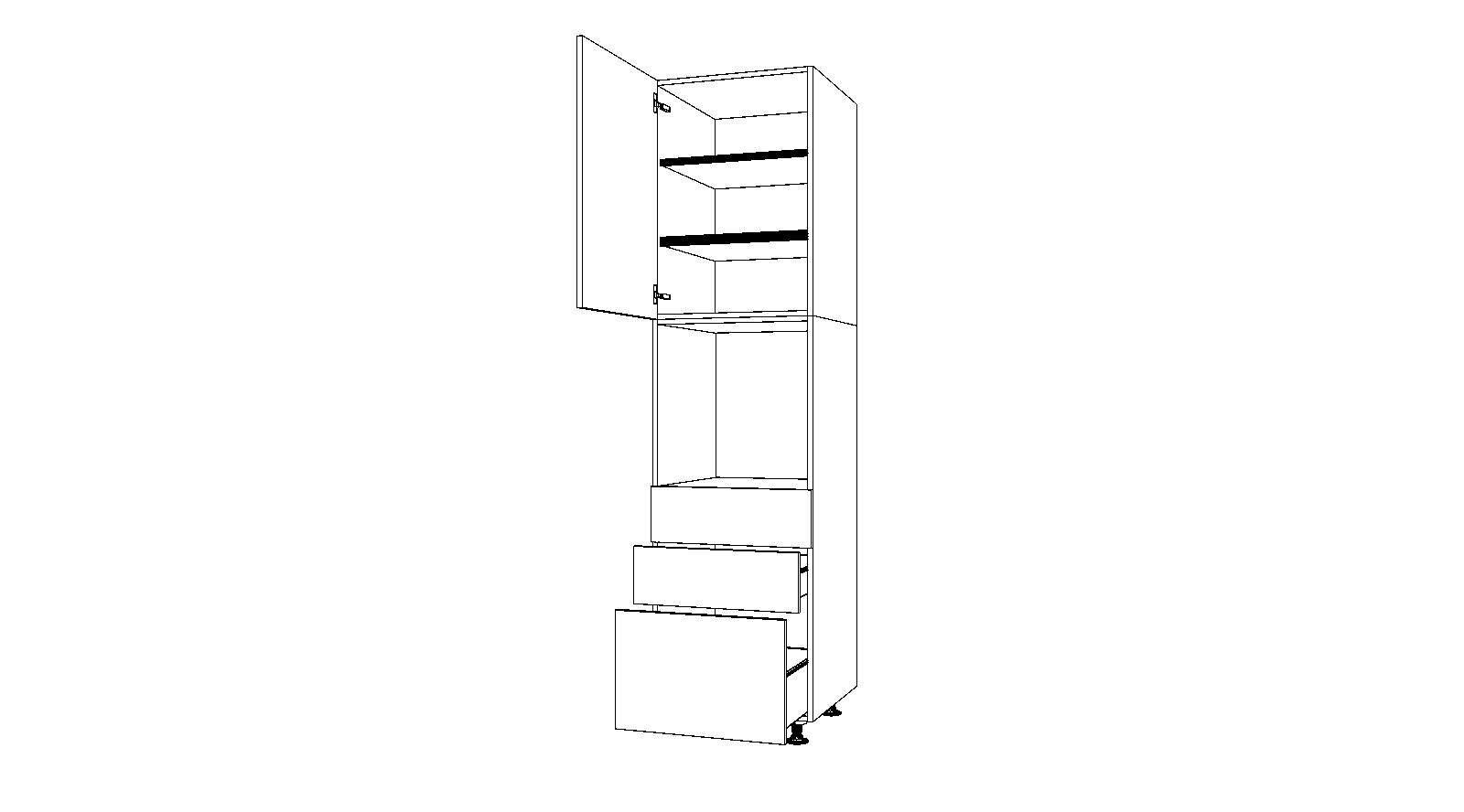 Dibujo técnico — Mueble Columna 220 Horno 2 Cajones 1 Cacerolero 1 Puerta