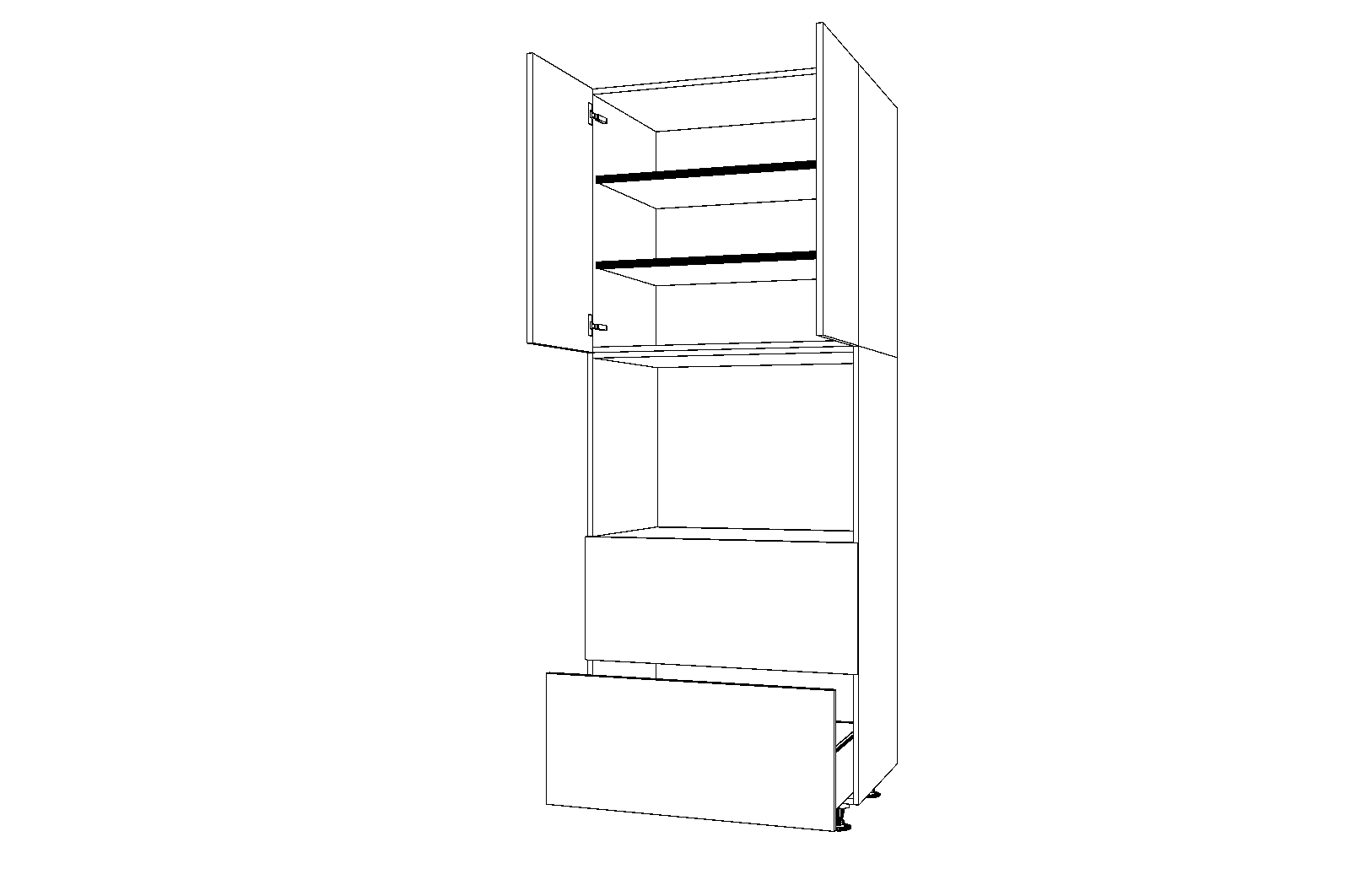 Dibujo técnico — Mueble Columna 230 Horno 2 Caceroleros 2 Puertas