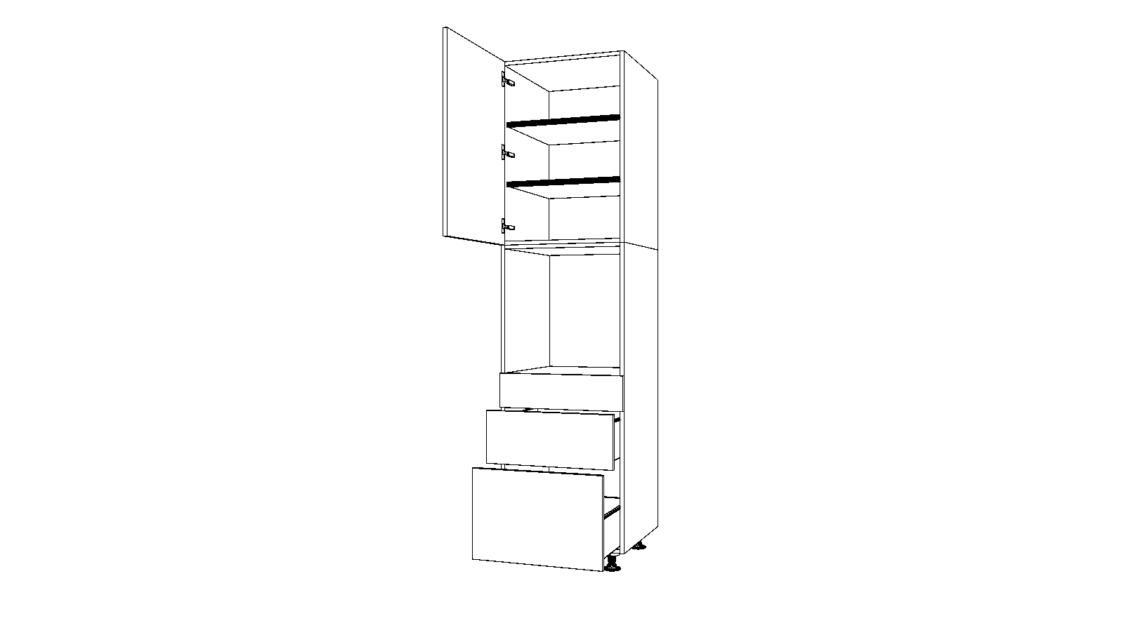 Dibujo técnico — Mueble Columna 234 Horno 1 Cajon 2 Caceroleros 1 Puerta