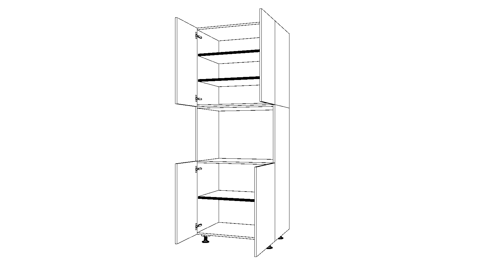 Dibujo técnico — Mueble Columna 234 Horno 4 Puertas