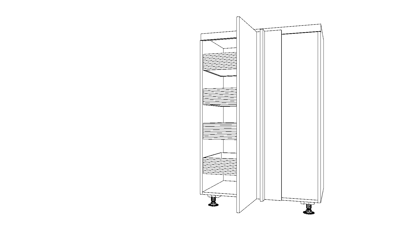 Dibujo técnico — Mueble Columna Gola 146 Rincon Ciego Extraible Urban 1 Puerta