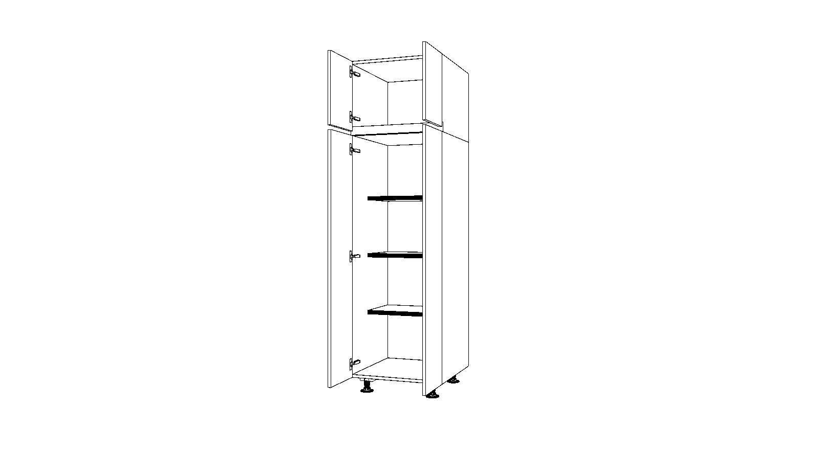 Dibujo técnico — Mueble Columna Gola 210 Escobero 4 Puertas