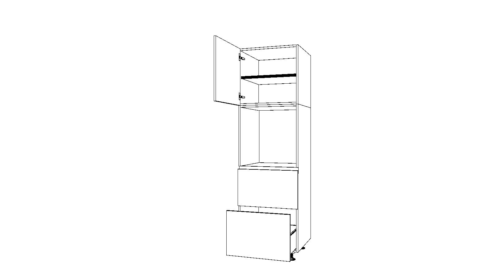 Dibujo técnico — Mueble Columna Gola L 206 Horno 2 Caceroleros 1 Puerta